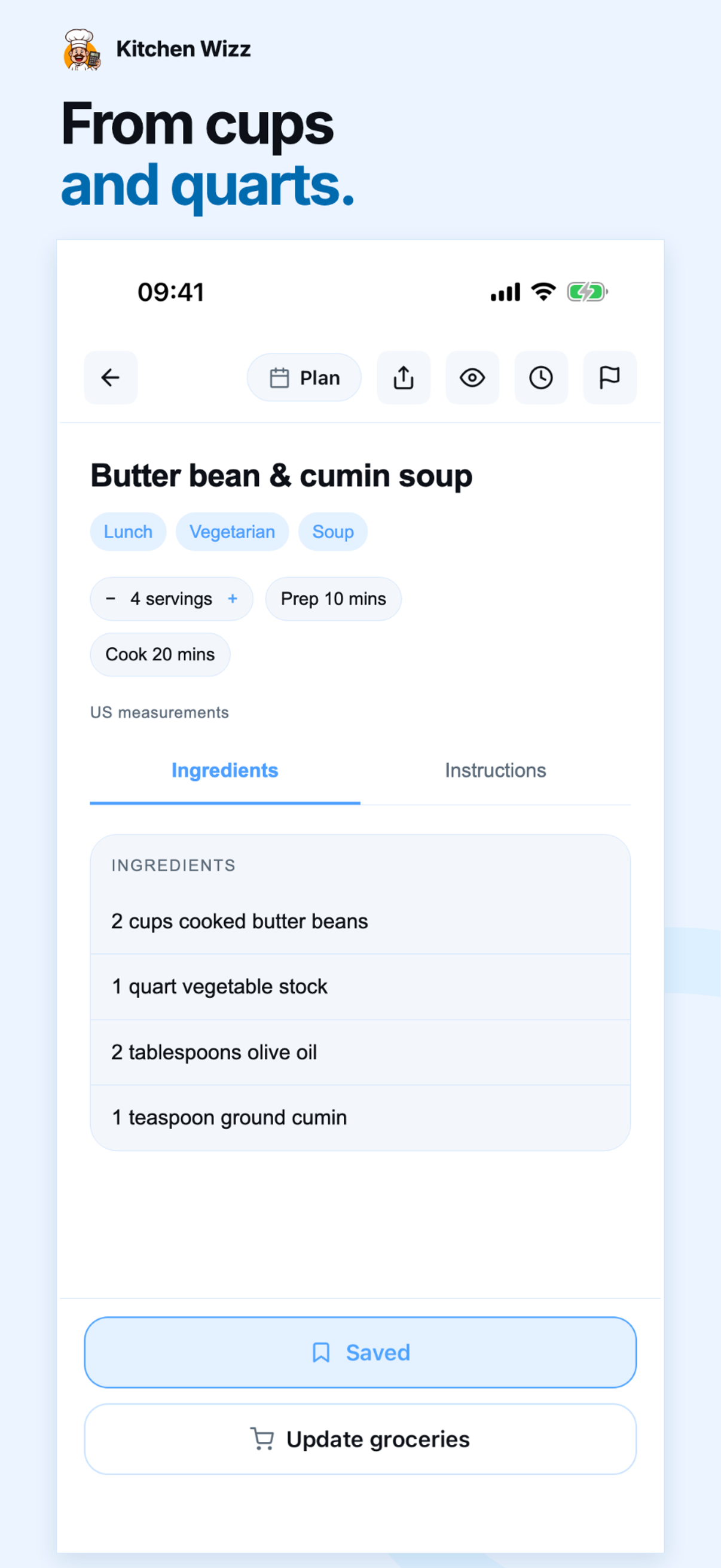 From cups and quarts — App Store listing screenshot