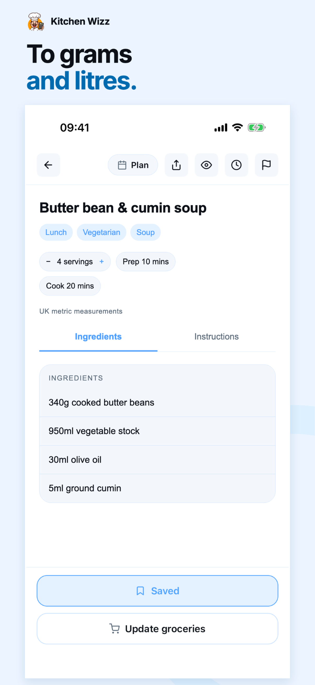 To grams and litres — App Store listing screenshot