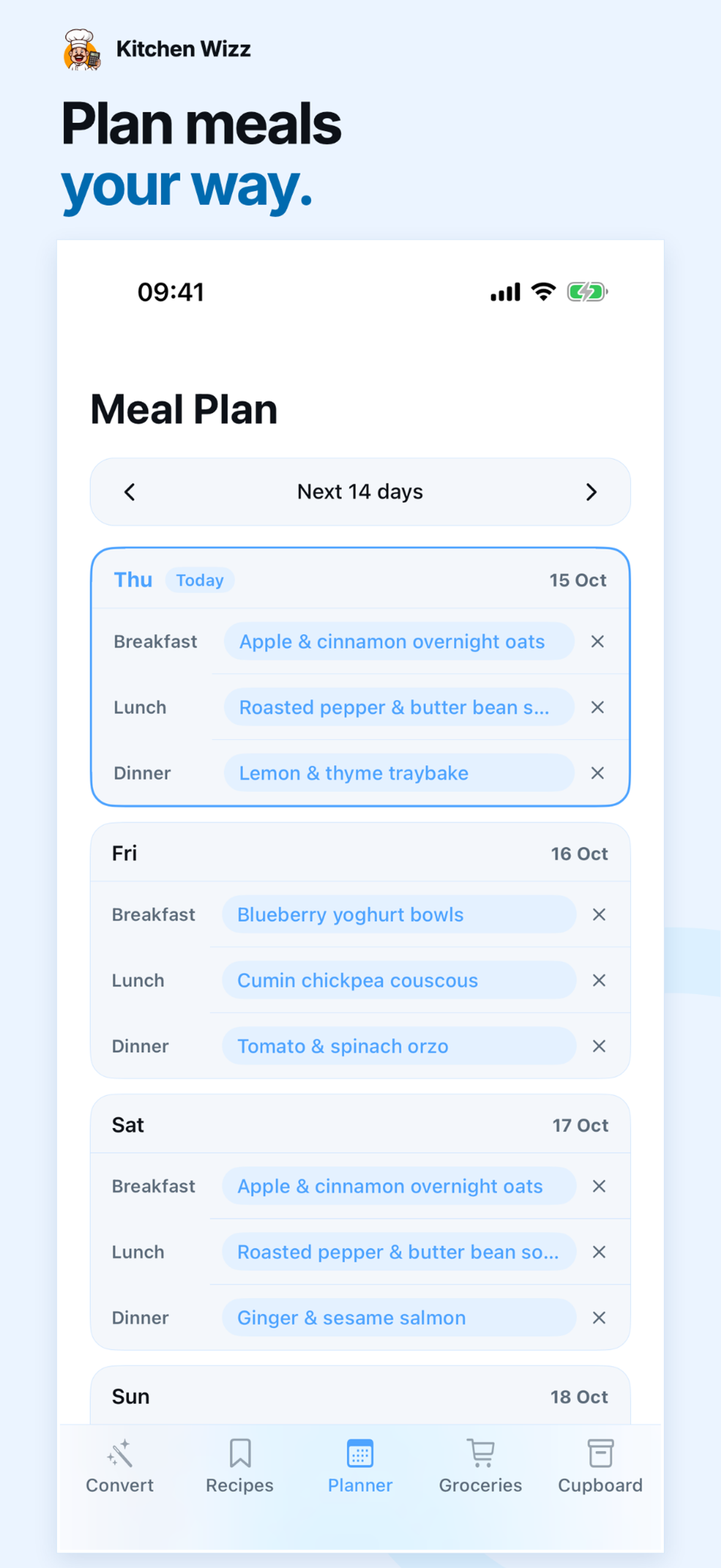 Plan meals your way — App Store listing screenshot